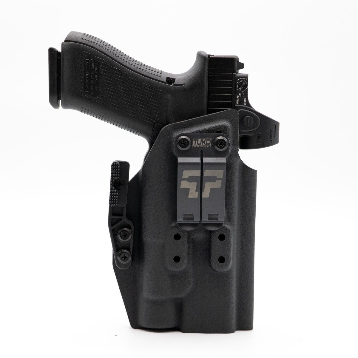 TUKD GHOST light-bearing holster for Glock pistols, hand formed Kydex IWB carry, made in Las Vegas